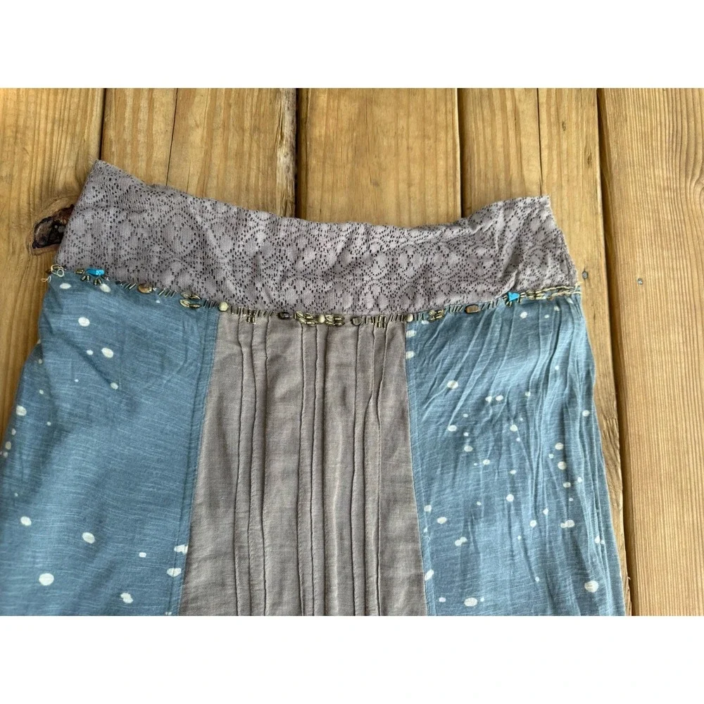RARE Vintage Y2K Free People Beaded Waist Maxi Skirt Boho Cottagecore 10/L - Picture 2 of 8